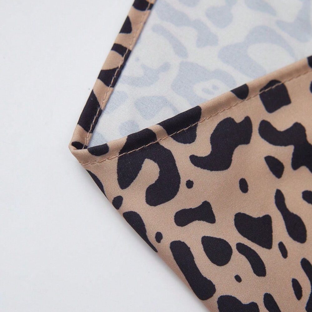 Khaki Casual Women's Leopard Print Twist Knot Mini Skirt - Picture 4 of 8